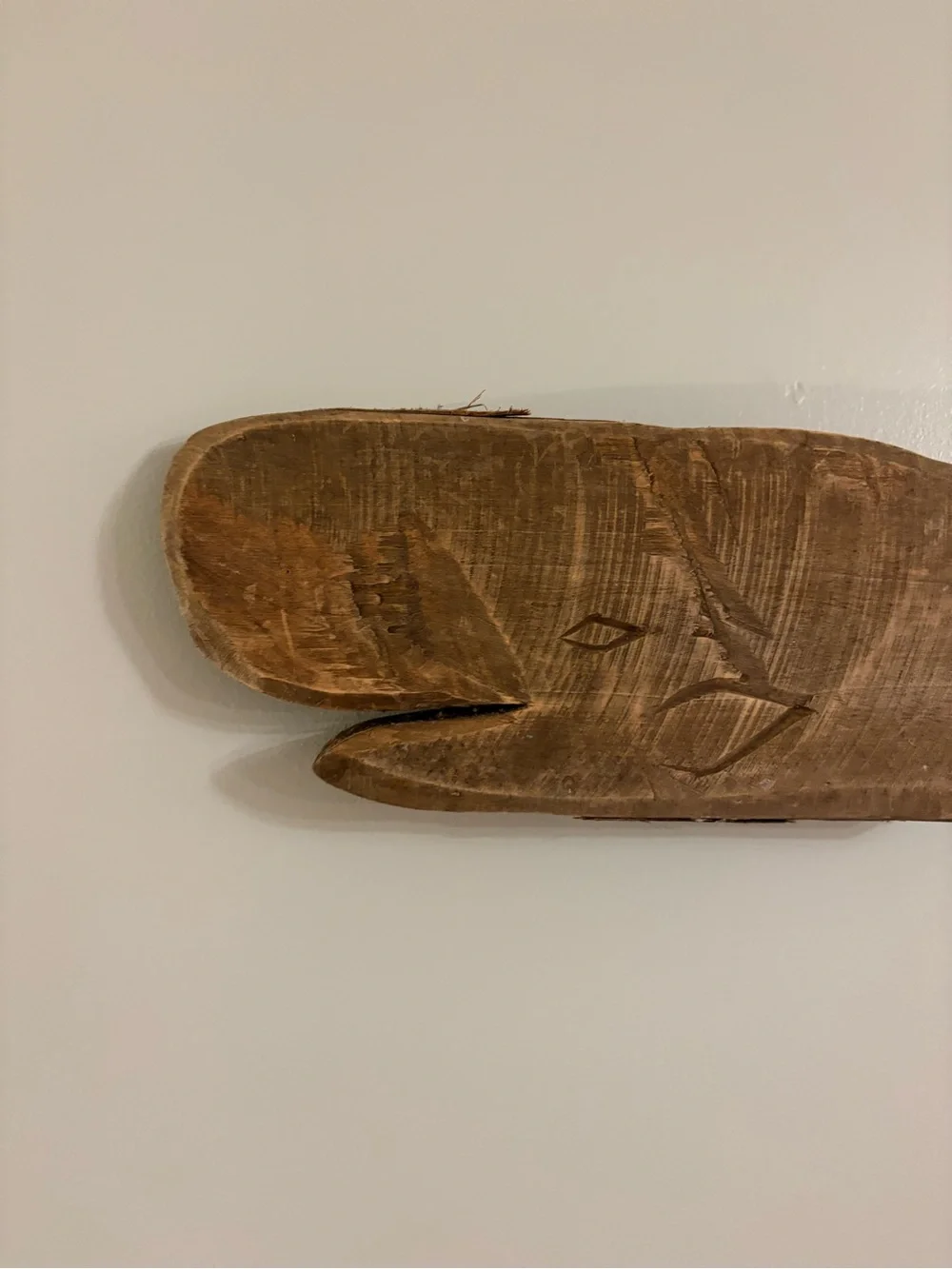 ⁠Hand Carved Wooden Sperm Whale Wall Hanging Rustic Barn Wood Coastal Folk Art